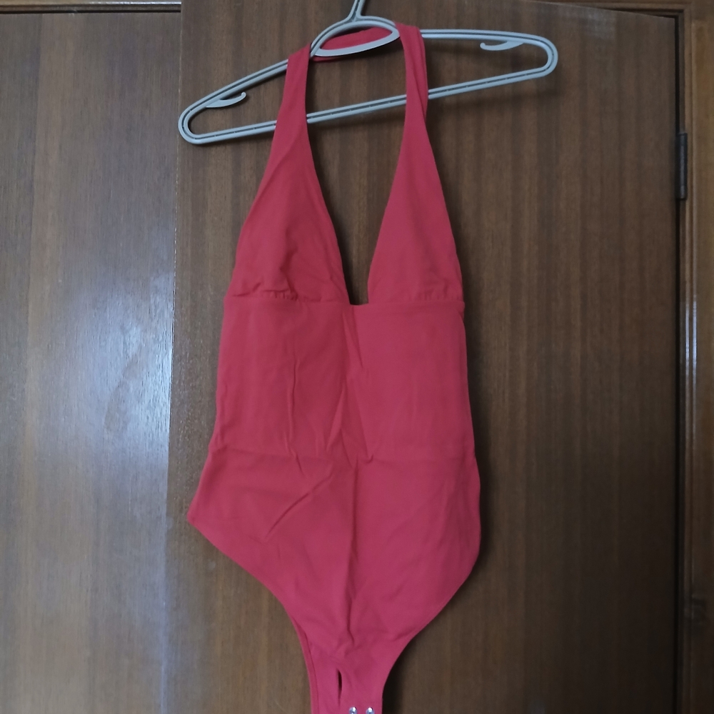 Garage Red Halter Bodysuit